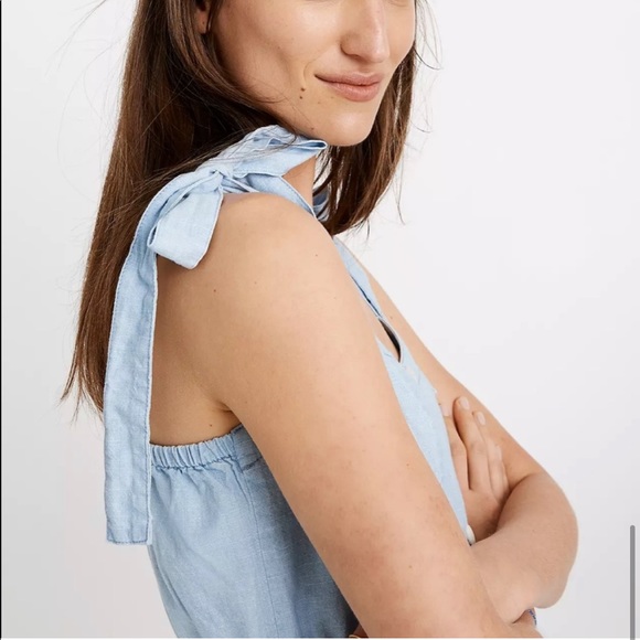 NWT Madewell Chambray Button Up Sundress with Tie Straps - Picture 7 of 10